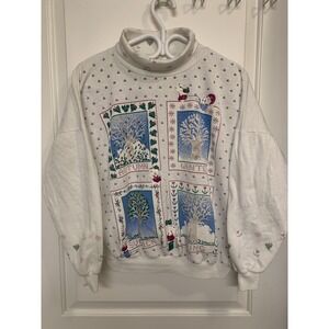 Vintage 90s Up Front Fashions Four Seasons Mouse Sweatshirt Size S/P Mock Neck
